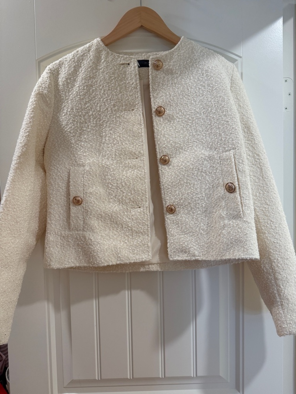 Cropped Button Jacket in Cream